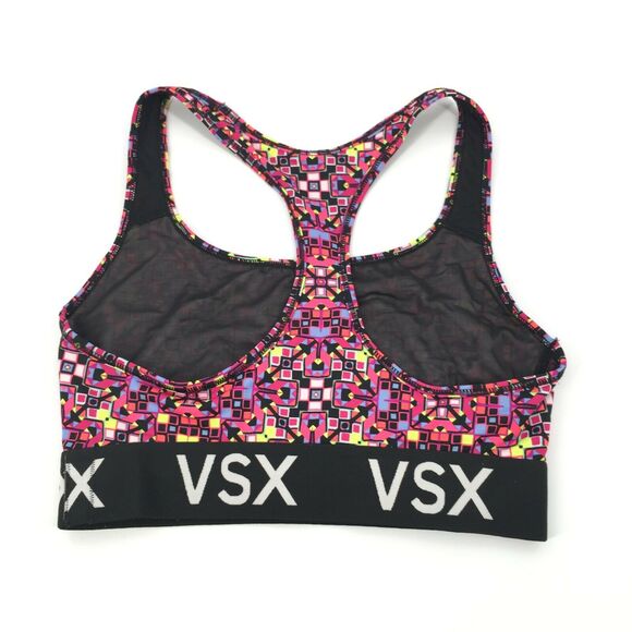 Victoria's Secret Sport VSX Sports Bra Size Small Womens Neon Black Geometric VS - Picture 2 of 6